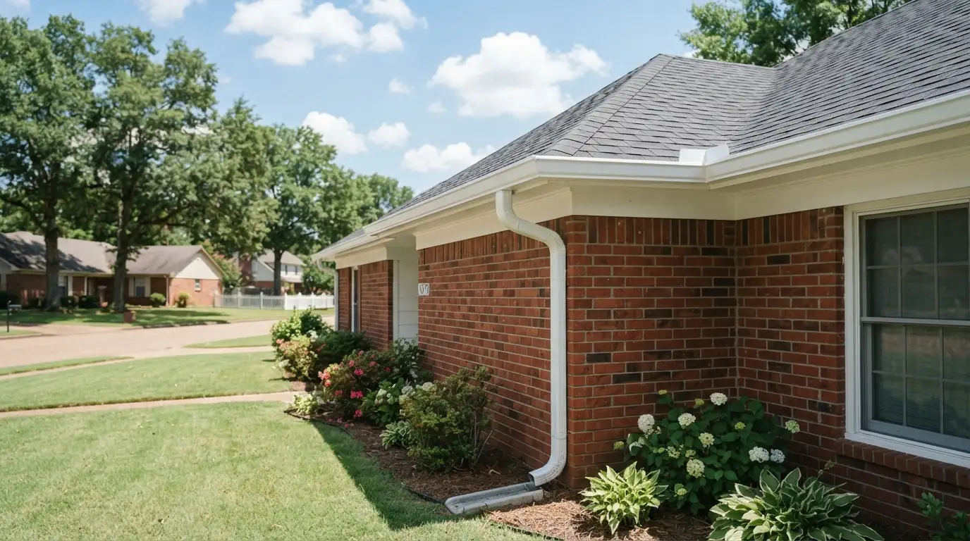New seamless gutter on a Memphis brick home