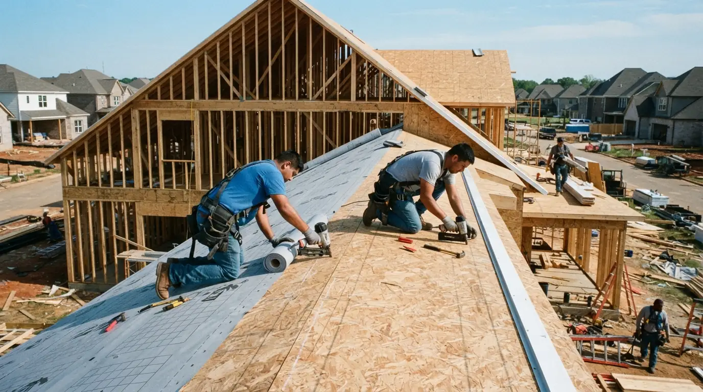 Dry-in on a new house under construction in Memphis