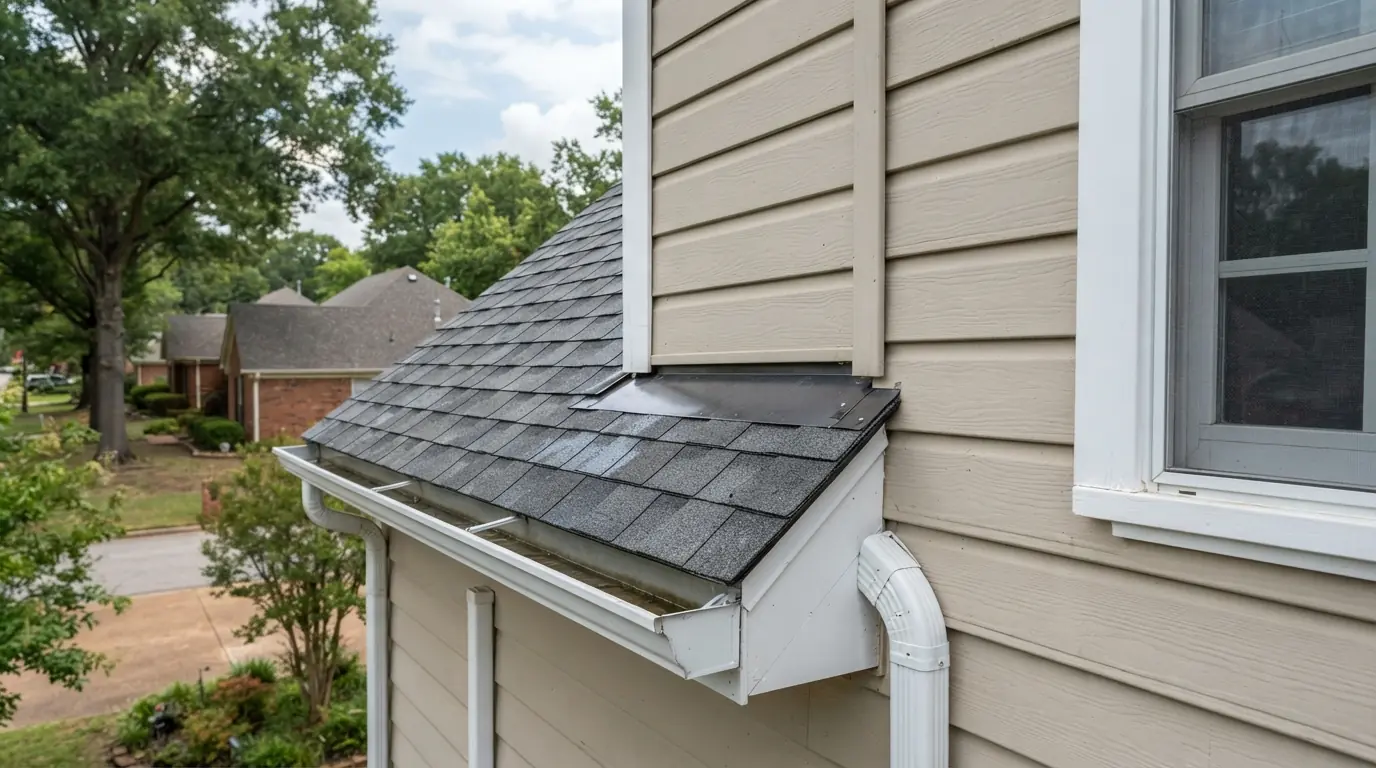 Kickout flashing at a roof to wall joint