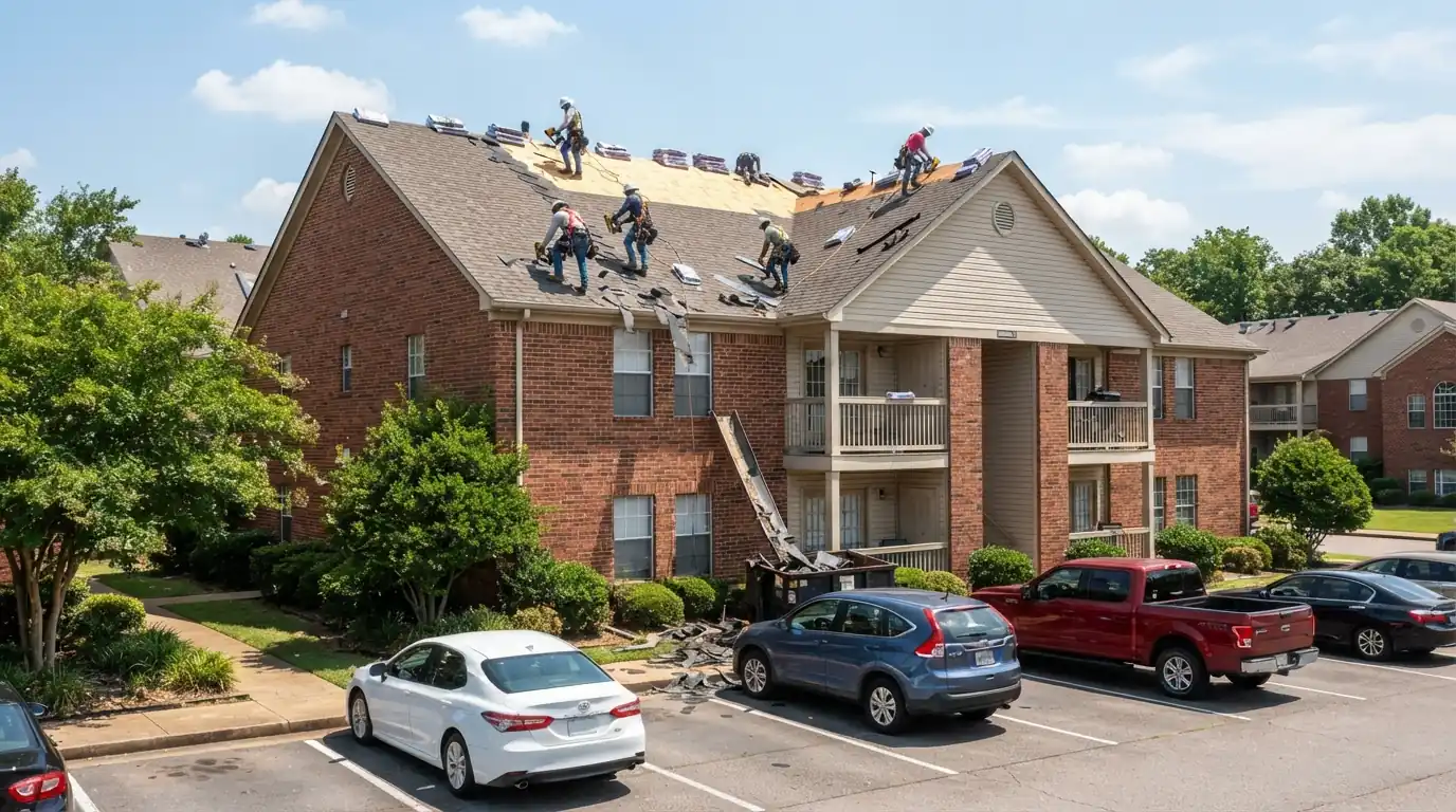 Apartment building reroof in Memphis