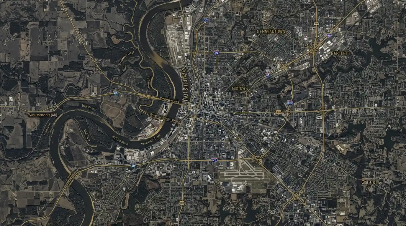 Map-style illustration of the Memphis area