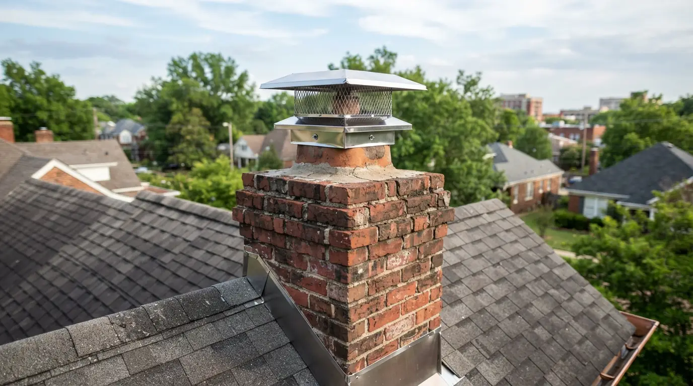 New chimney cap on a brick chimney