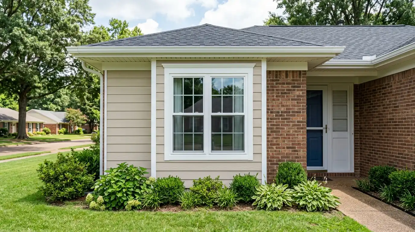New vinyl siding and trim around a window