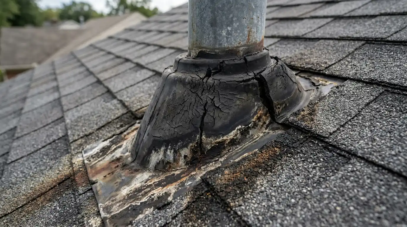 Cracked pipe boot causing a roof leak