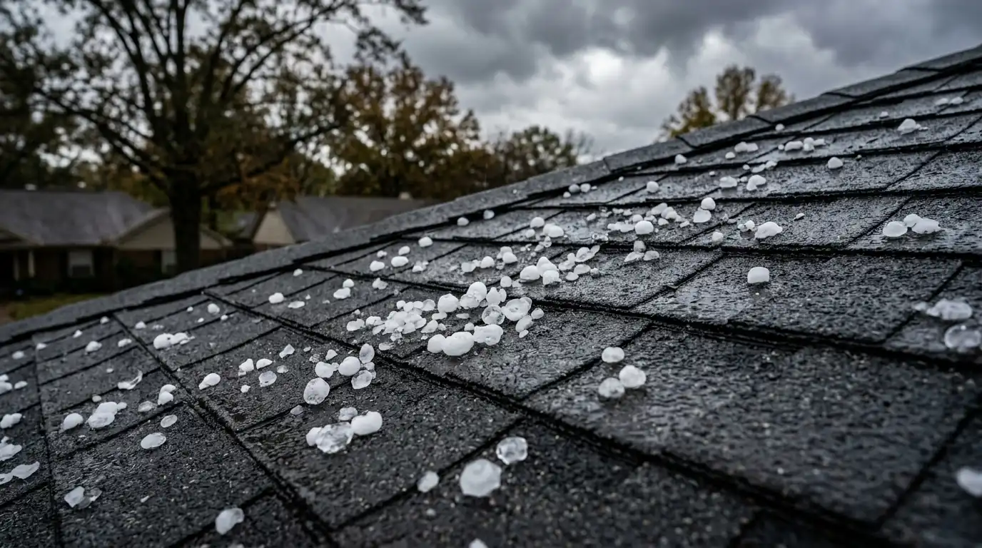 Impact-resistant shingles after a hailstorm