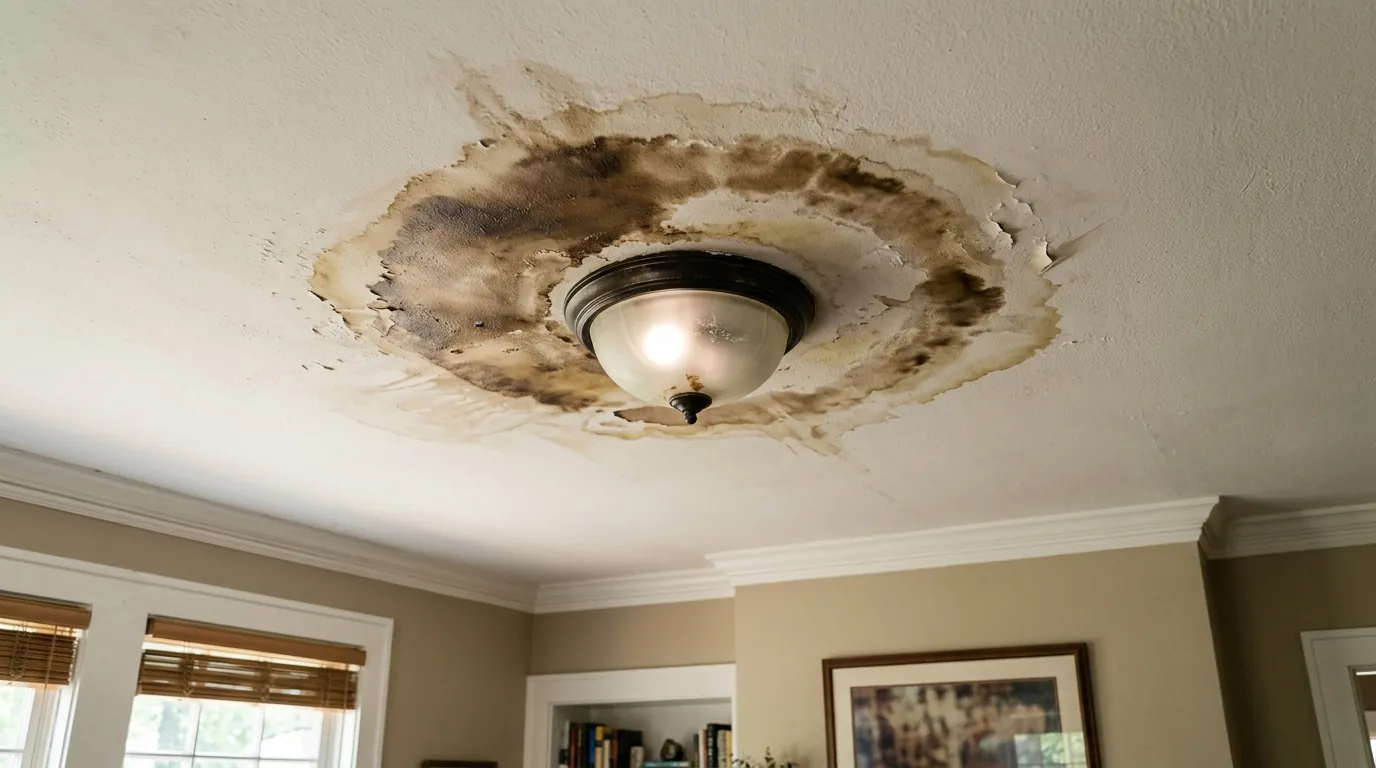 Water stain on a living room ceiling