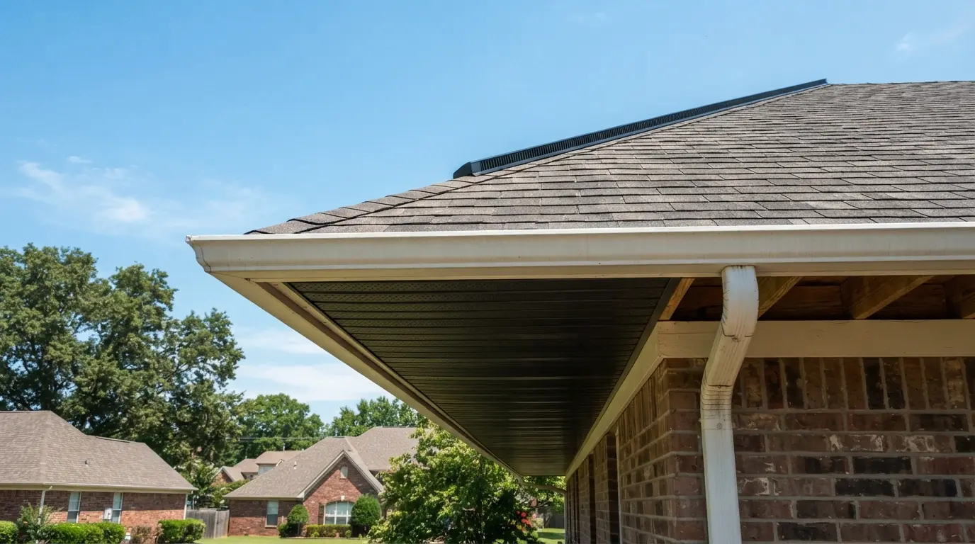 Soffit intake and ridge vent on a home