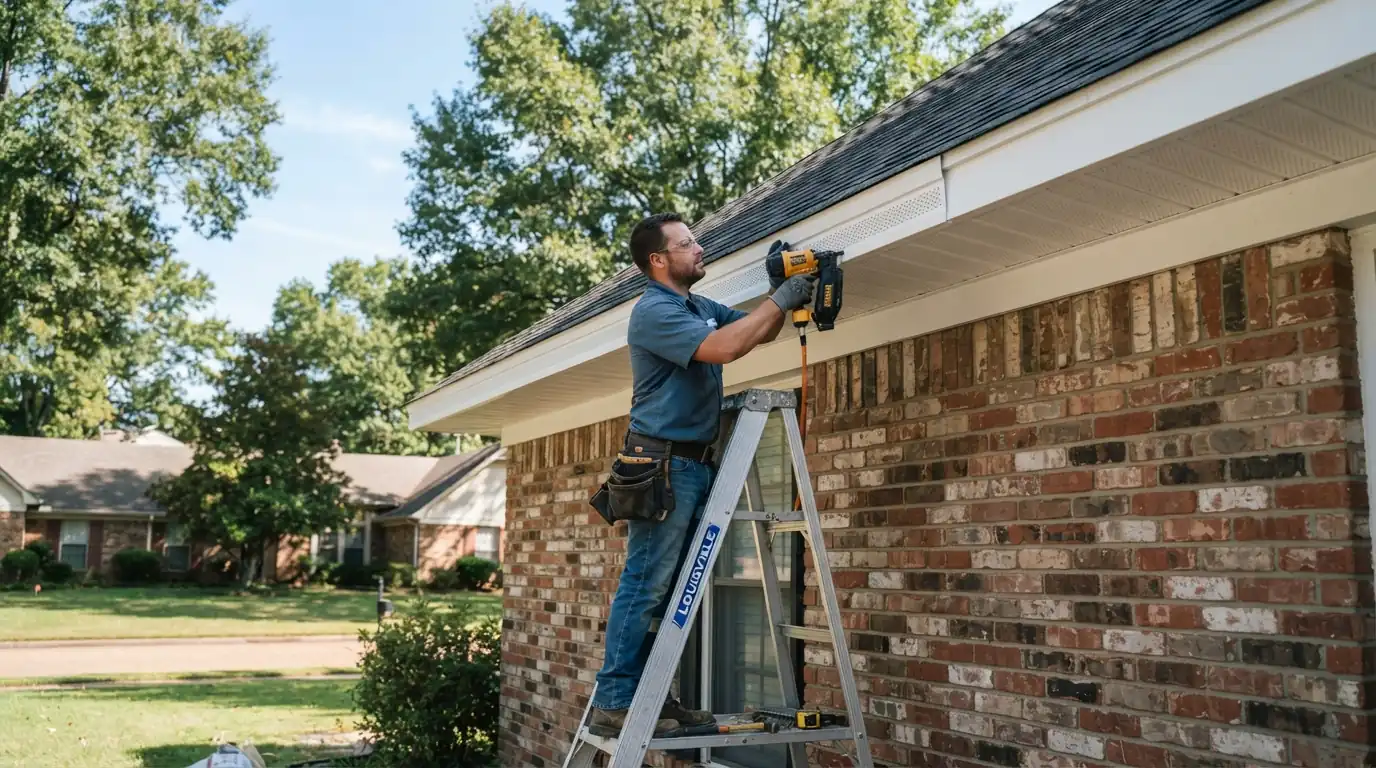 Vented soffit installation under an eave