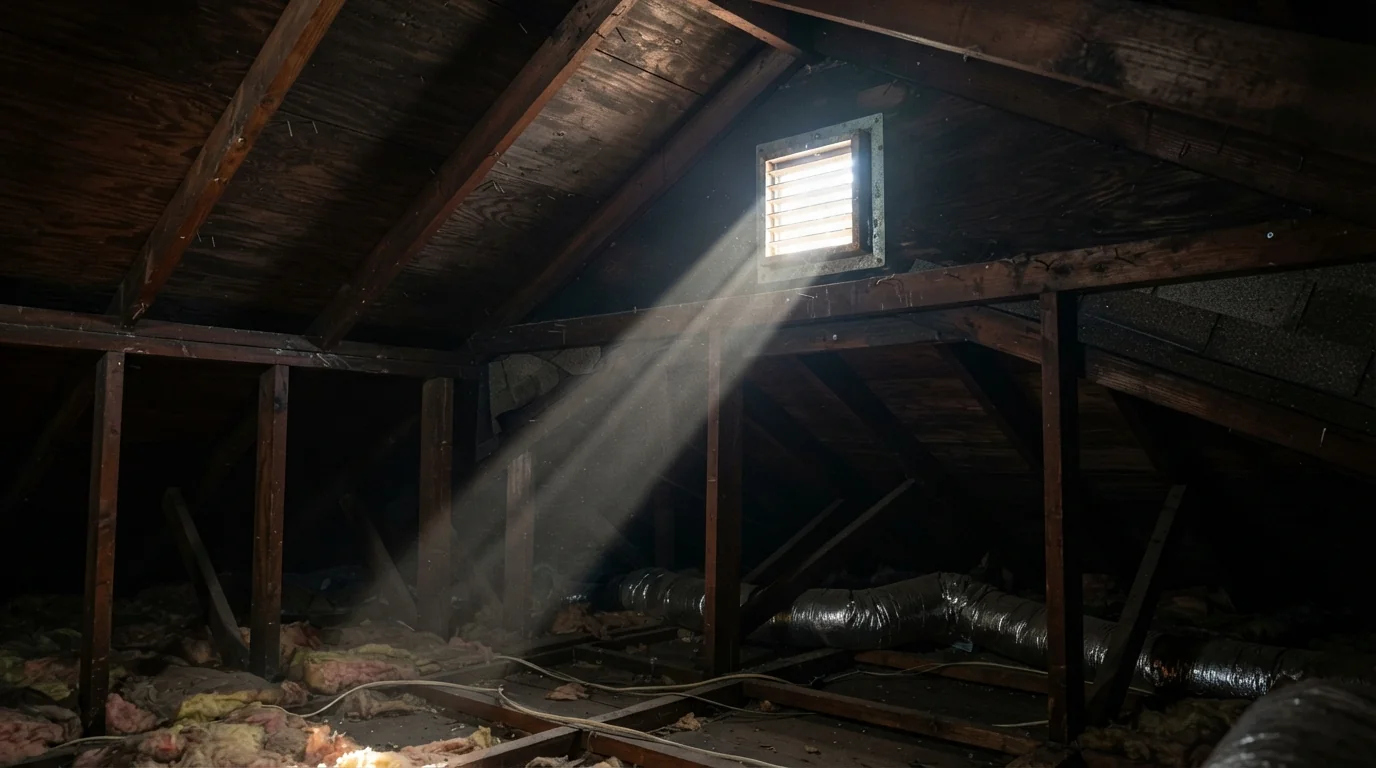 Hot attic under a shingle roof