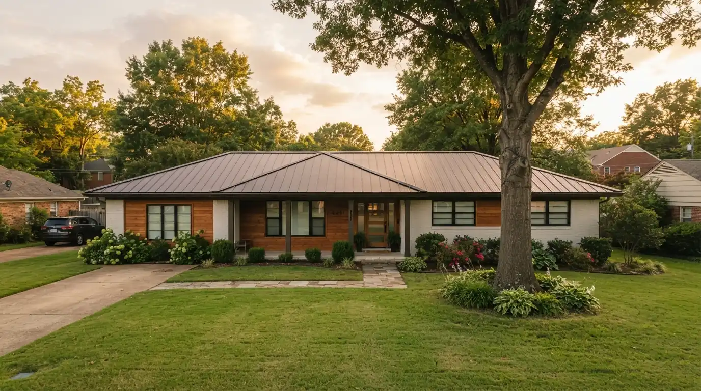 Ranch home with a standing seam metal roof