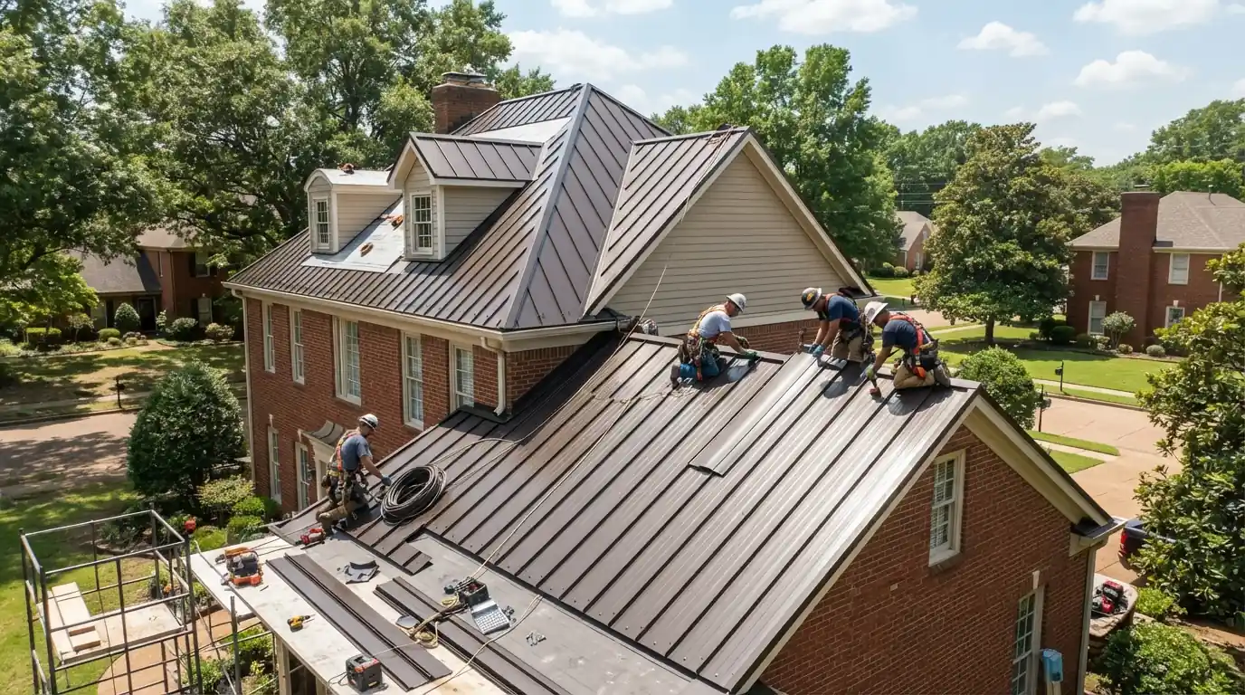 Standing seam metal roof installation in Memphis