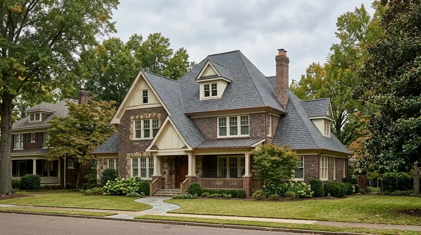 Slate-look designer shingles on a Memphis home