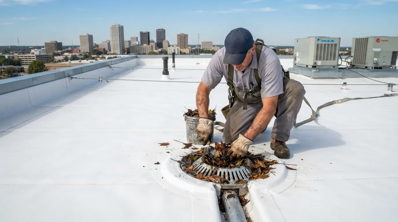 Commercial roof drain maintenance in Memphis