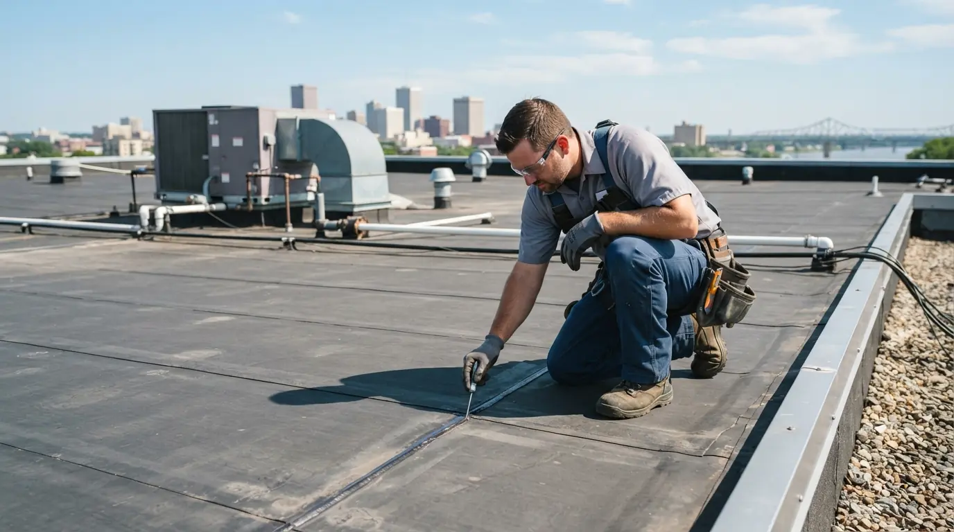 Seam inspection on a commercial roof
