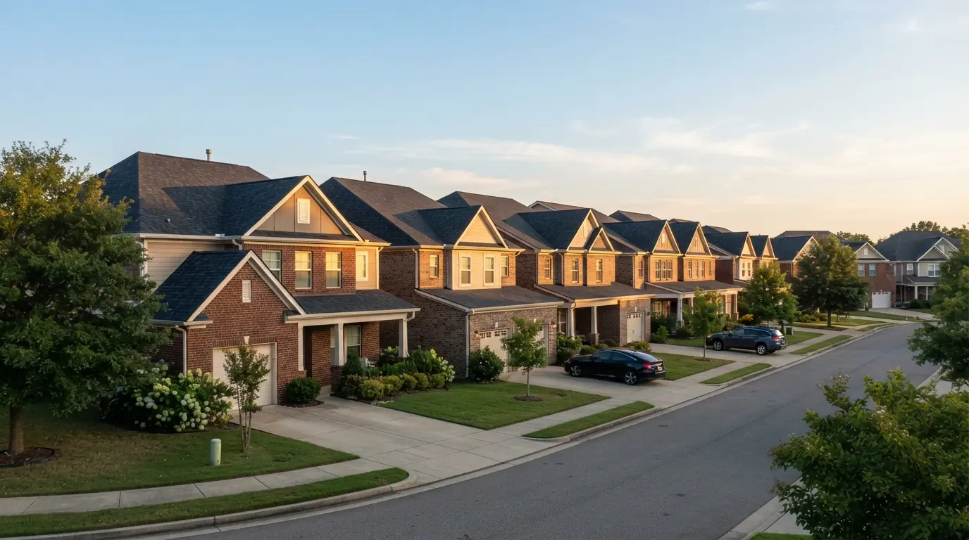 Townhome roofs in an HOA community